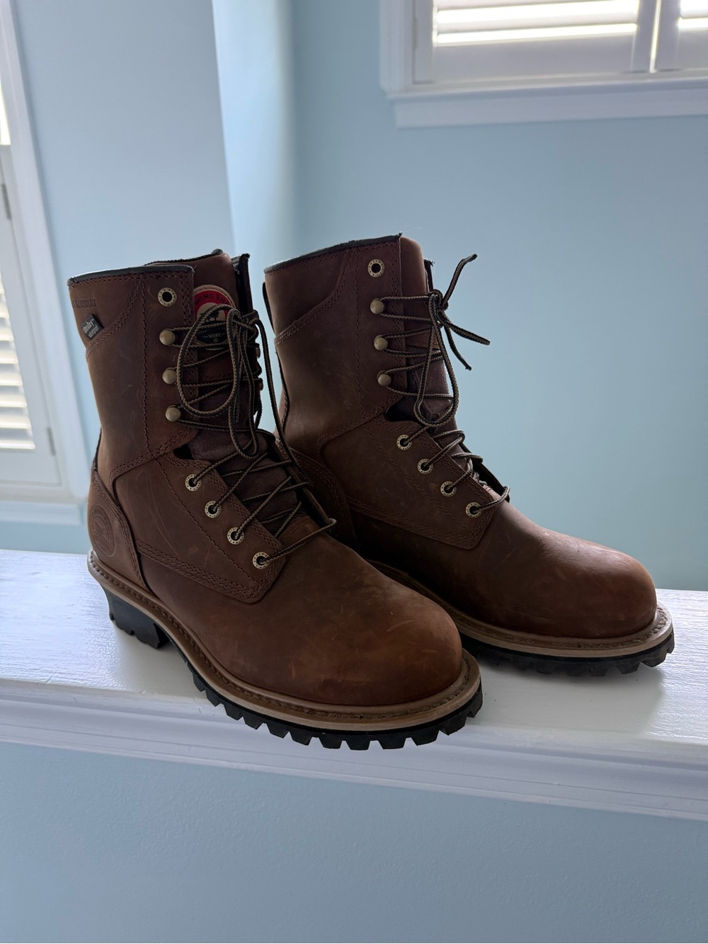 Women’s Steel Toe Brown Leather Lace-Up Work Boots